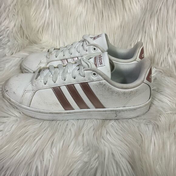 Adidas Cloudfoam Advantage Stripe White Lace-Up Sneakers 9.5 - Picture 3 of 10